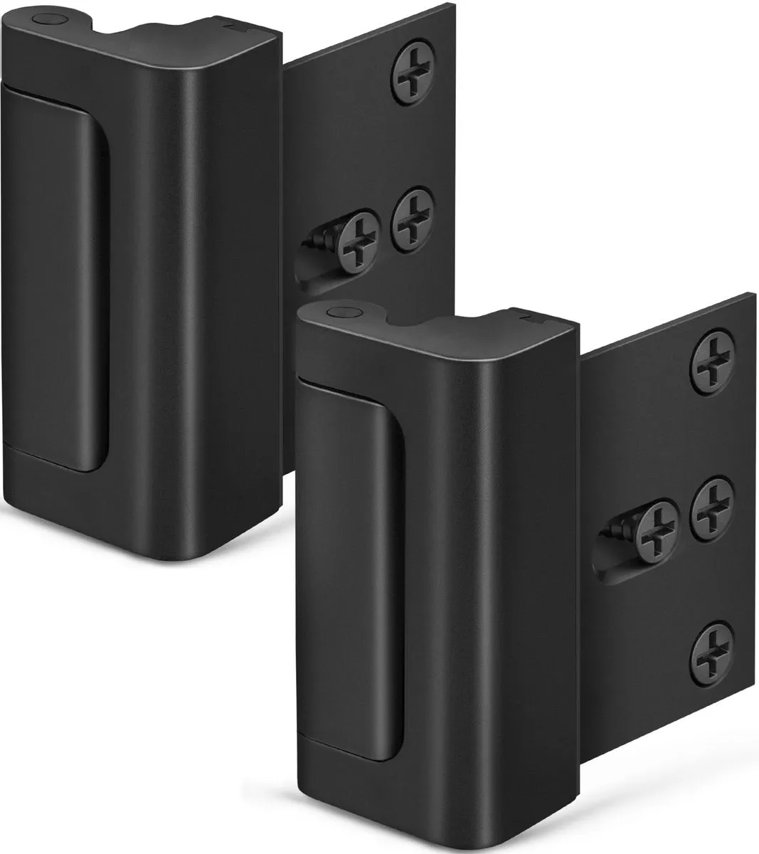 2PC Childproof Door Reinforcement Lock - High Security Flip Latch - Black
