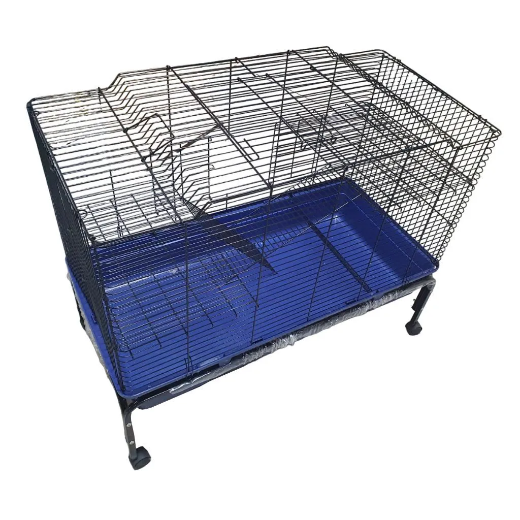 Extra Large Blue Rabbit Cage with Stand on Wheels (101.5 x 51 x 84cm)