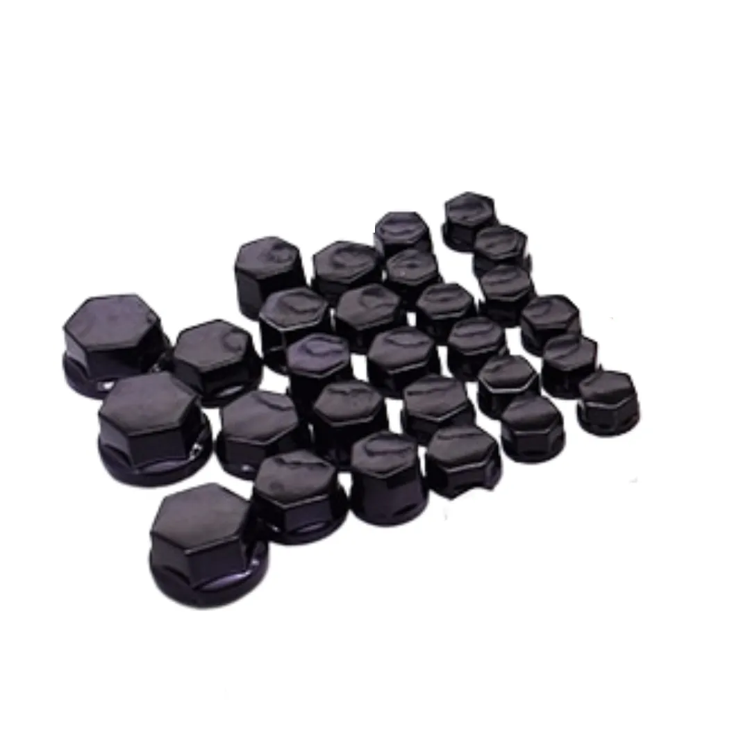 Motorcycle Plastic Bolt Cap Covers (30 Piece) - Black