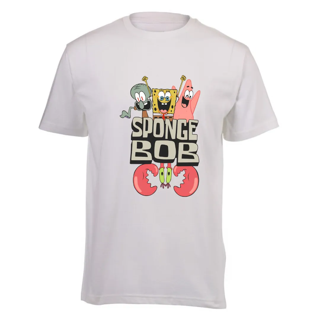 Kids White Short Sleeve T-shirt - Sponge Bob Square Pants
