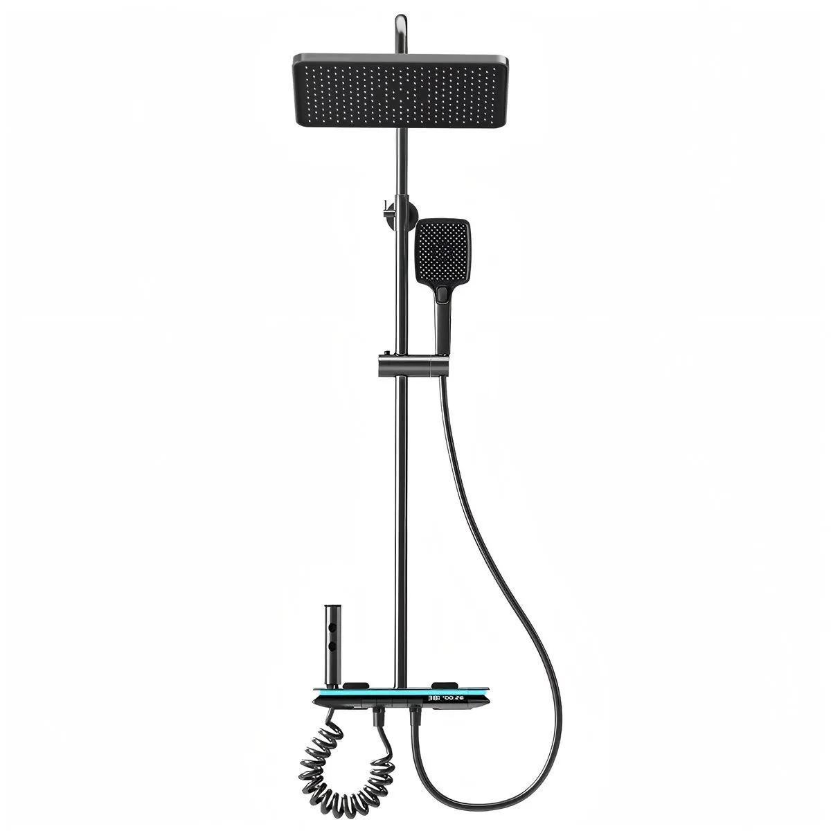 Piano Style Digital Display Thermostatic Shower Set with Rainfall Head
