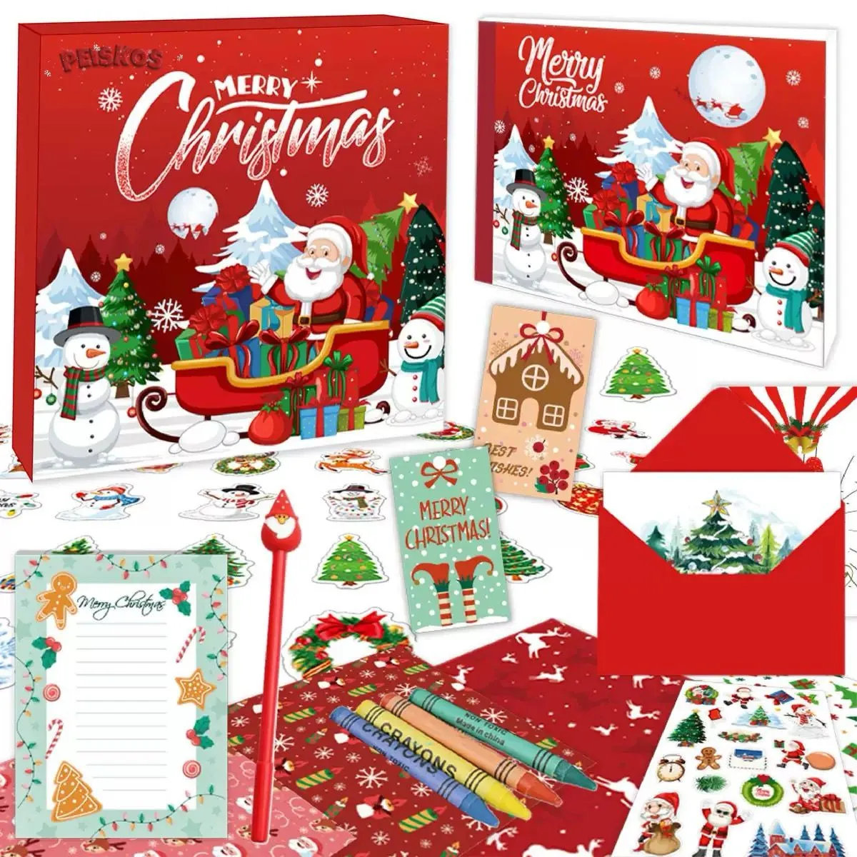 PEISKOS Christmas DIY Journal Set for Kids Scrapbook Diary New Years Gifts
