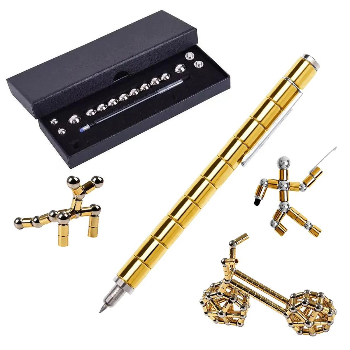 Fidget Pen Set Decompression Magnetic Creative Writing Children's Day Gift - Gold