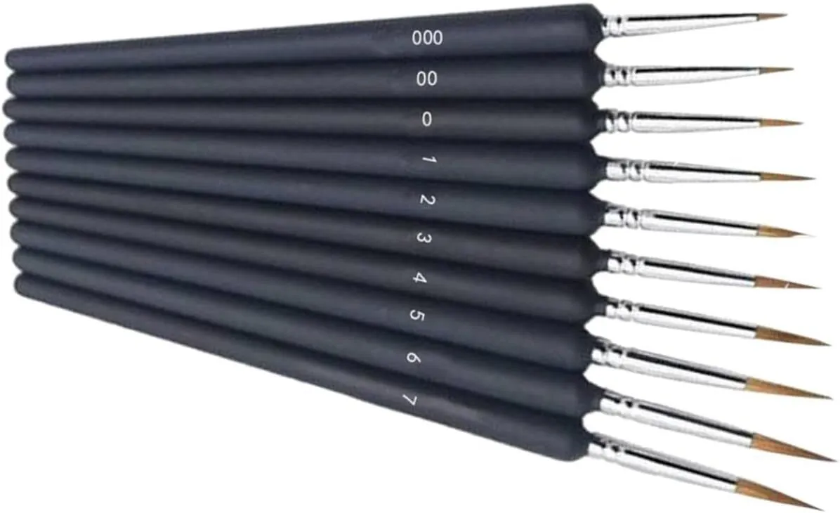 10pcs Fine Detail Paint Brush Set for Watercolor Painting Wooden Handle