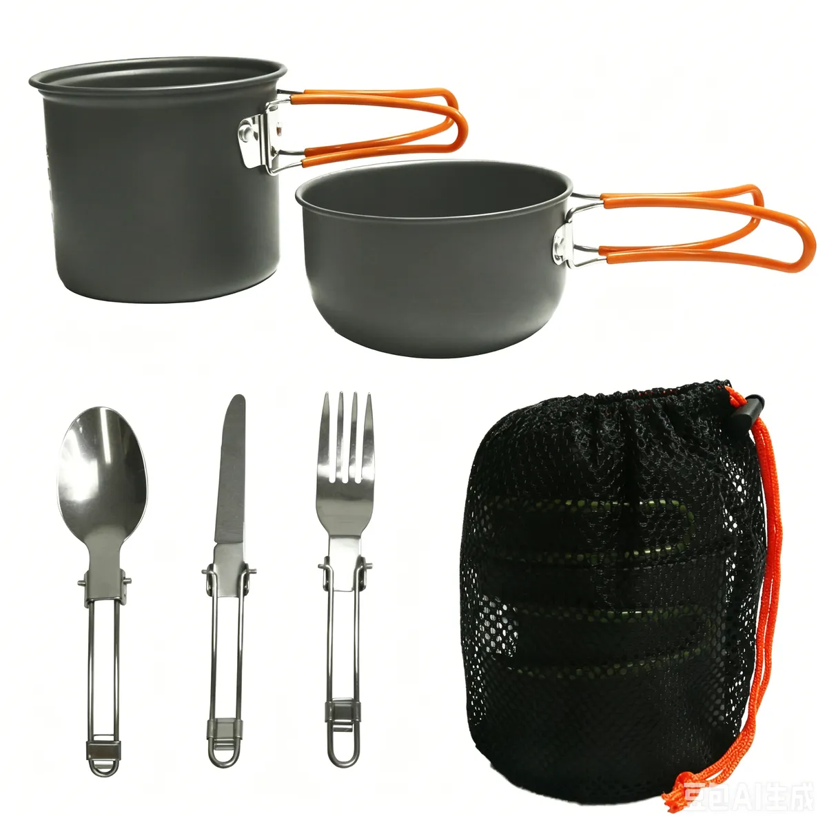 Portable Camping Cookware Set for 1-2 People with Cutlery