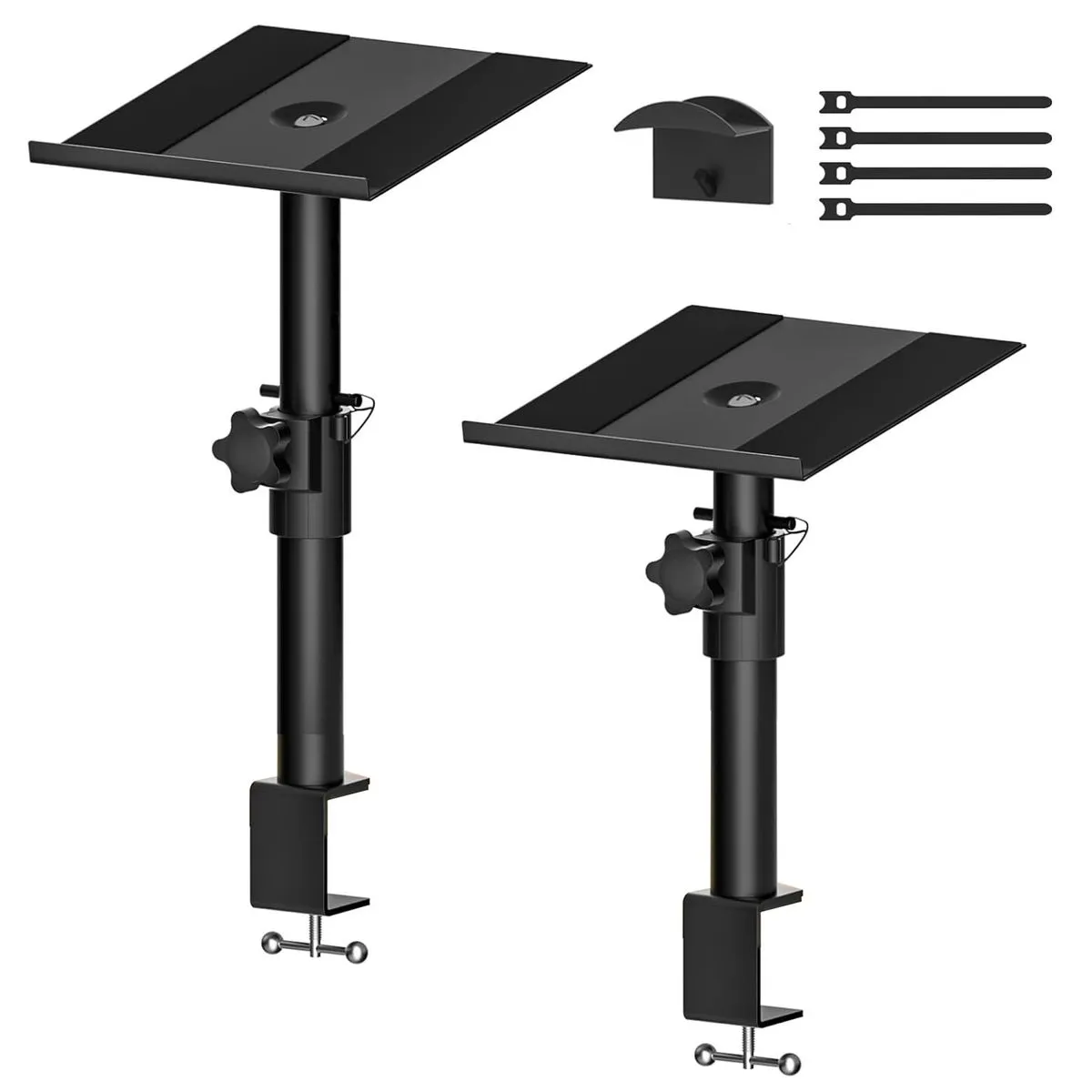 2 Pcs Studio Monitor Stands Adjustable Clamp-On Speaker Stands DIY Desktop