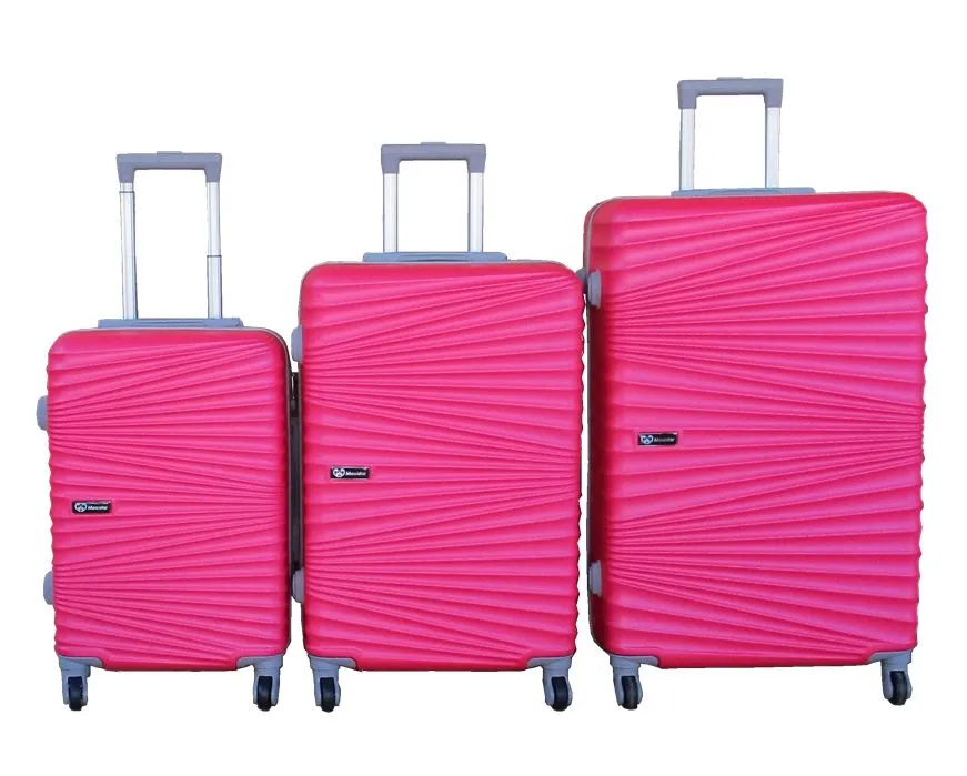 3-Piece Travel Luggage Suitcase Bag Set-Stylish & Convenient - Hot Pink