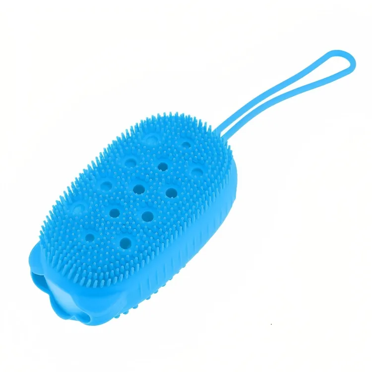 Soft Silicone Shower Exfoliating Skin Scrubber Brush - Blue