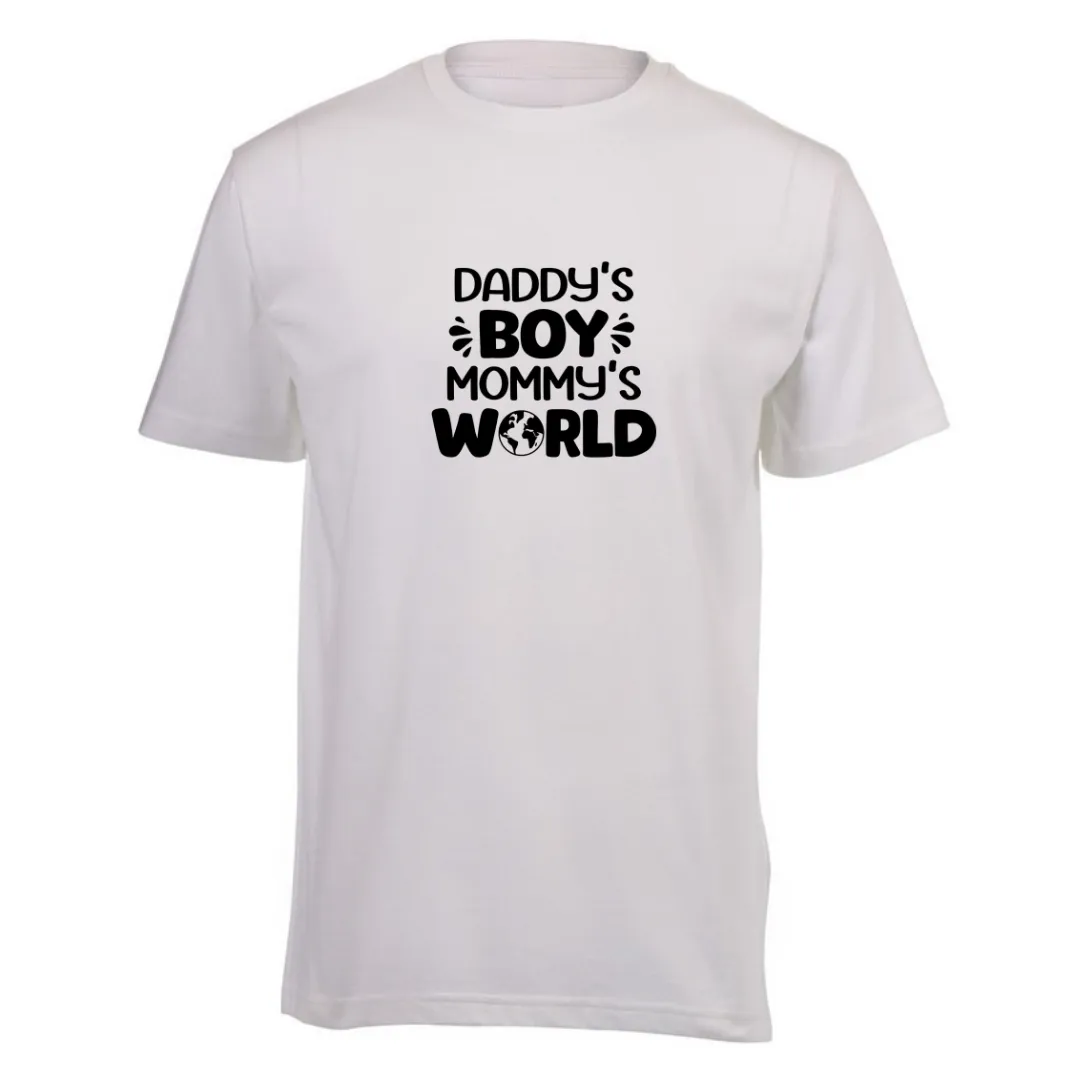 Kids White Short Sleeve T-shirt - Daddys Boy Mommys World