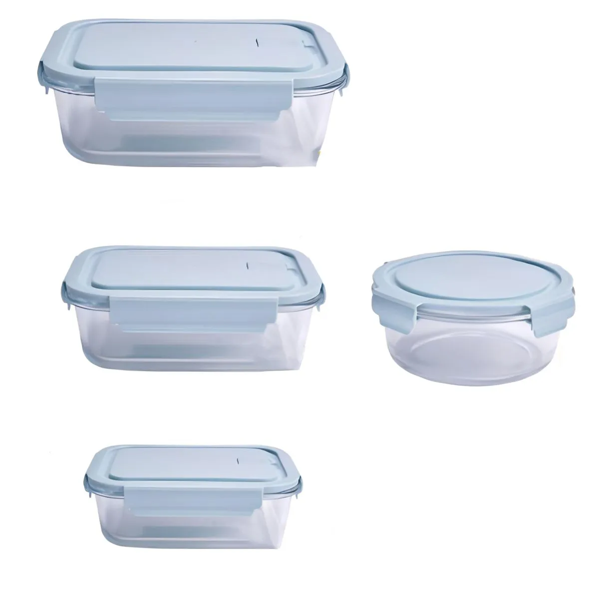 4pcs Glass Food Storage Containers Glass Meal Prep Containers for Microwave - Blue