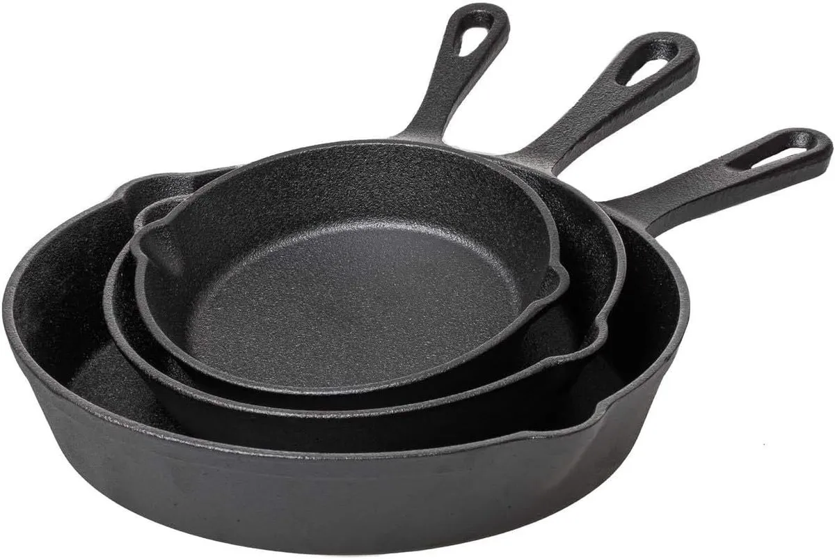 Blackwell Cast Iron Pan Set - 3-Piece Cookware, Heavy-Duty Frying Pans
