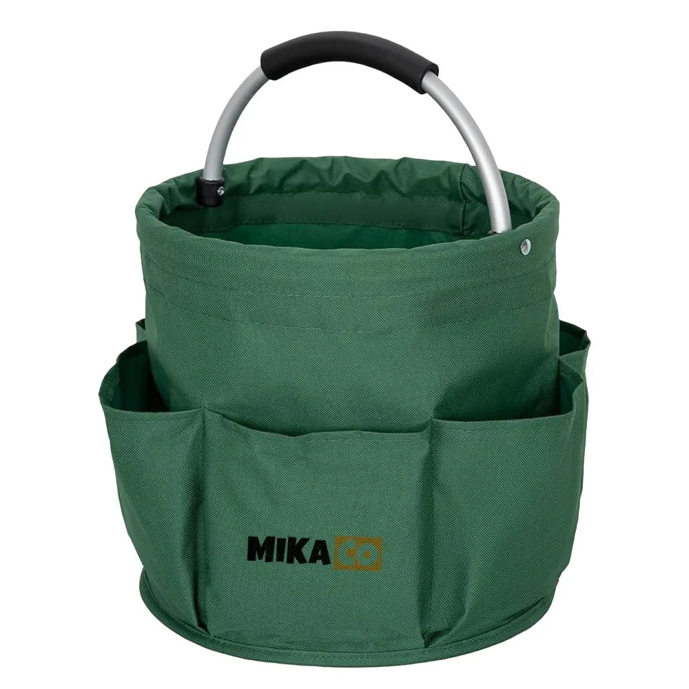 MIkaco Foldable Garden Tool Storage Basket with Aluminum Handle