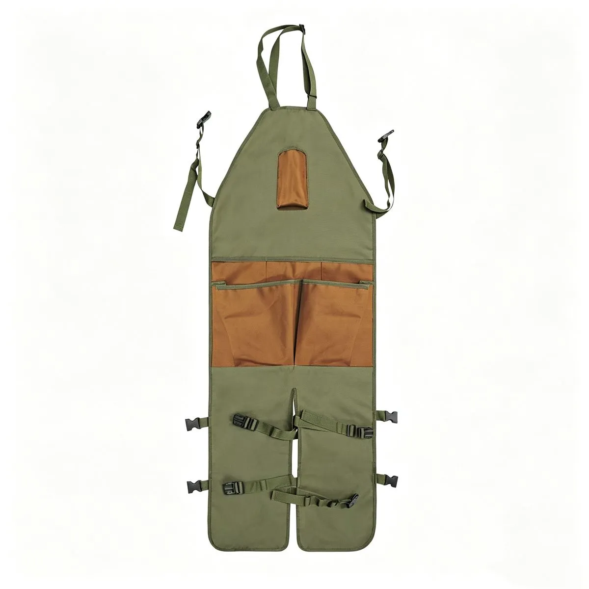 Oxford Cloth Gardening Apron with Leg Protection & Multi-Pockets - Brown