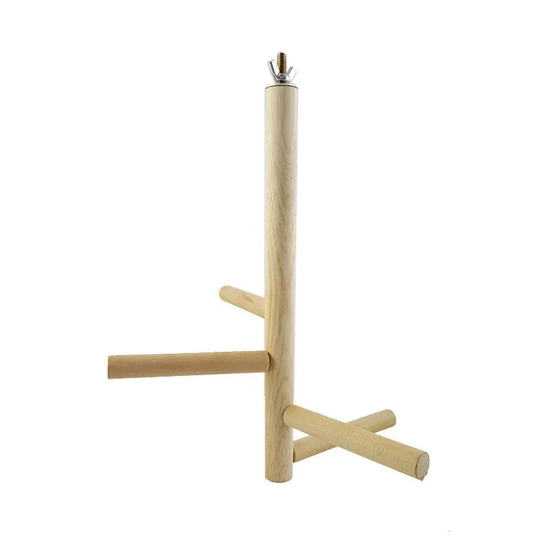4 Bars Wood Rotating Perches Birdcage Stands Bird Ladders Wooden Branches