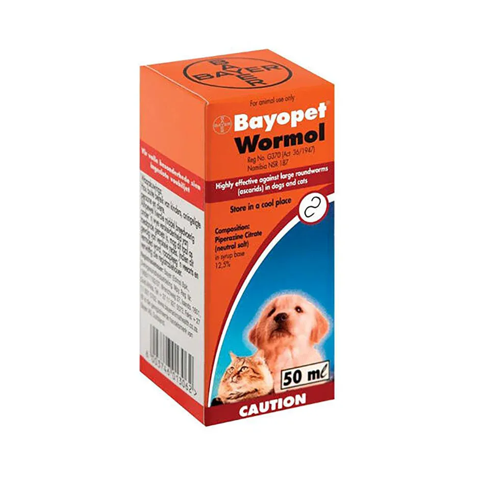 Bayopet Wormol 50ml - Oral Dewormer for Cats & Dogs
