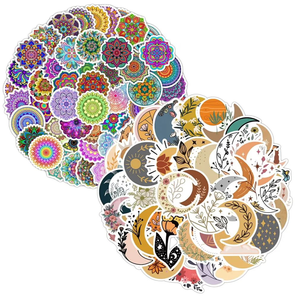 Craft Scrapbooking Moon Sun Flower & Mandala Pattern DIY Art Stickers Decor