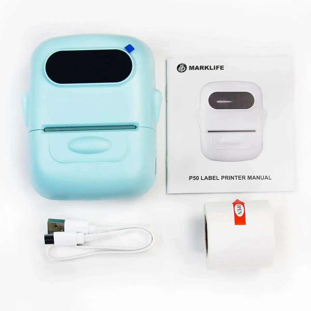 Marklife Mini Portable Thermal Barcode Label Printer BT Sticker Printer-P50 - Blue