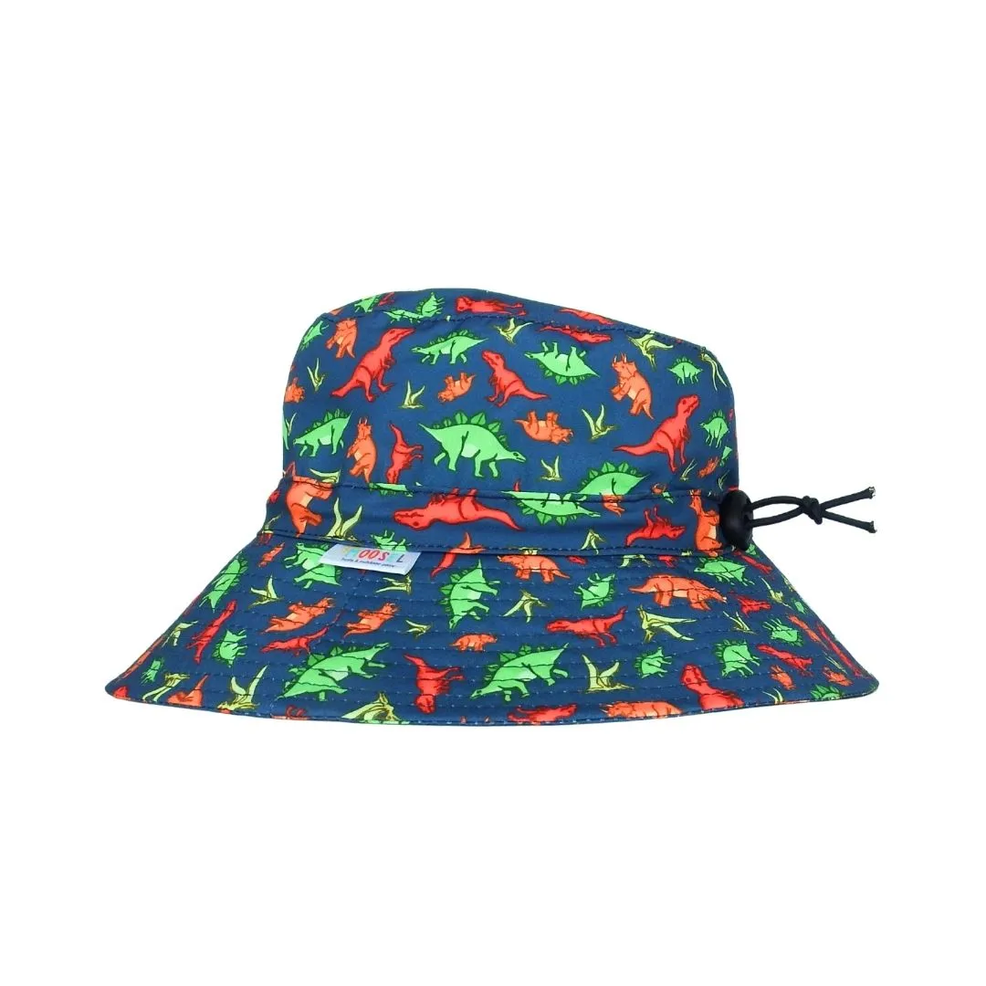 Moosel Hats Boys Wide Brim Bucket Sun Hat - Dino Trex Triceratops