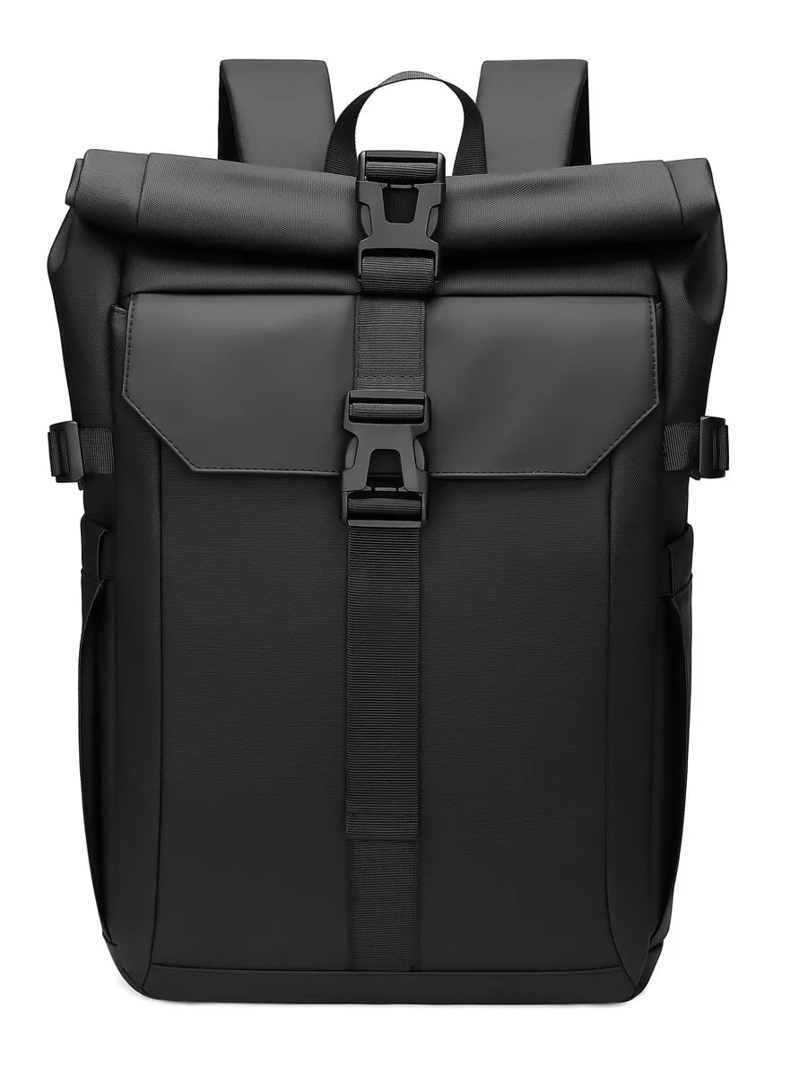 Urban Black Rolltop Laptop Backpack - 15.6" Waterproof Design