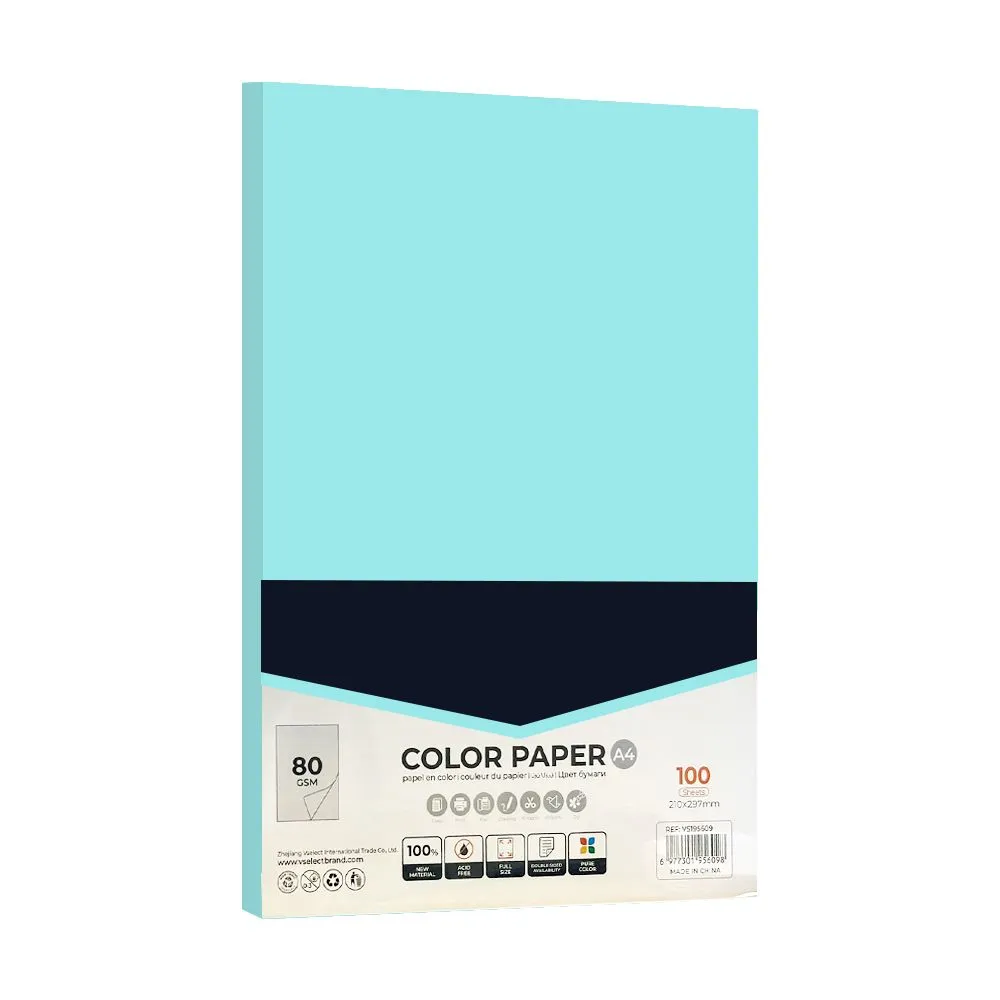 100 Sheets - Color Paper Smooth, for School, Office & Home Supplies : 80GSM - Blue