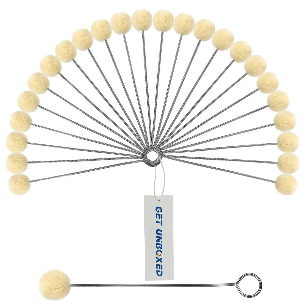 GET UNBOXED 100 Pack Wool Daubers Ball Brush with Metal Handle - 12.5cm