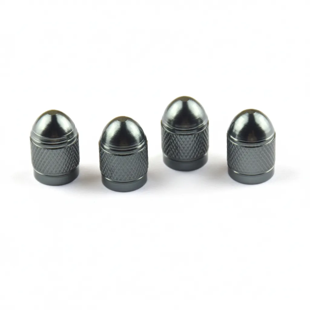 Aluminium Bullet Tire Valve Caps with Inner Sealing Ring - 4Pack