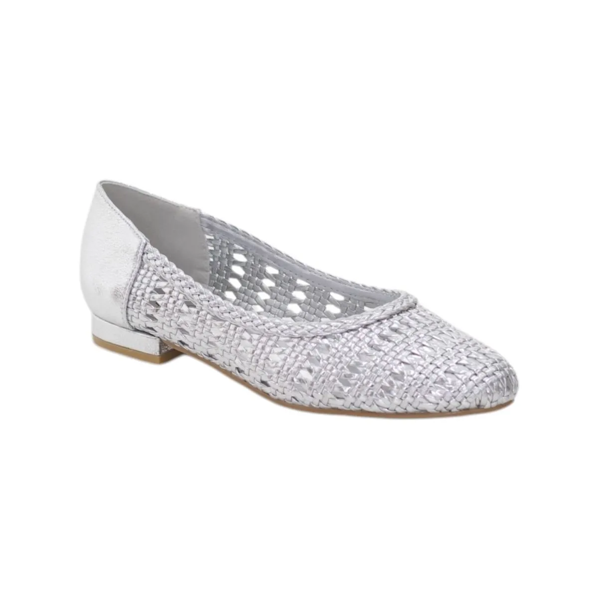 LaMara Paris Preja Pleated Net-Designed Comfort 1.5cm Heel Pump Silver