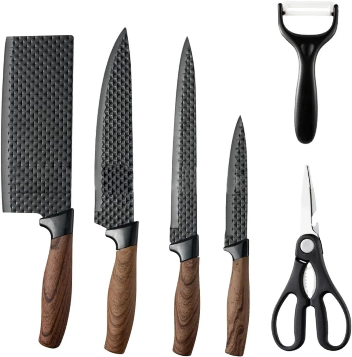 6-Piece Kitchen Set-4 Knives with 1 Scissor and 1 Ceramic Peeler-Multi-Size
