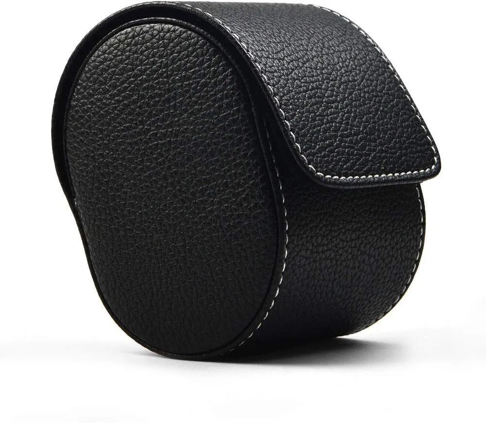 Luxury Leather Storage Travel Single Watch Case Jewelry Gift Box - Black