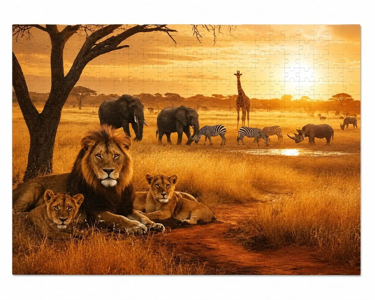YB Sparkle Wooden Jigsaw Puzzle - African Lion Safari - 236 Piece