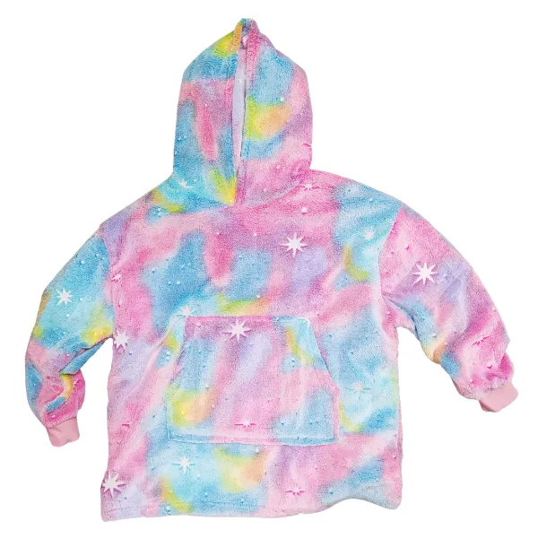 Stars Tie Dye Kids Oversized Fleece Blanket Hoodie - Glow in Dark - 6-14yr