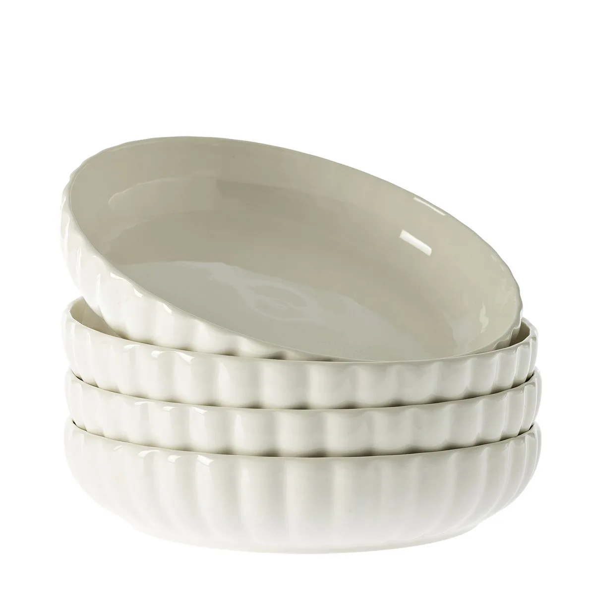 George & Mason - Sicily Low Bowl 22x5cm 4pk - White