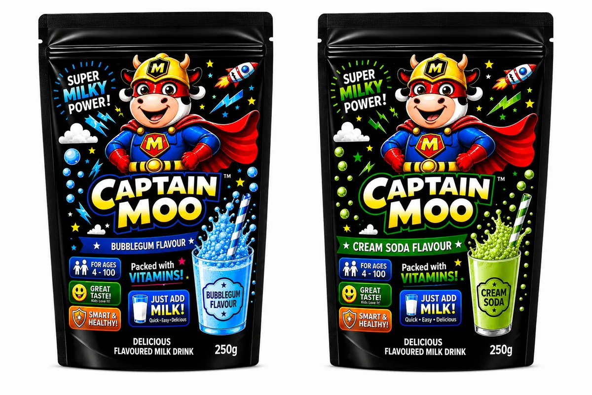 Captain Moo 1 x Bubblegum and 1 x Cream Soda Milkshake Powder