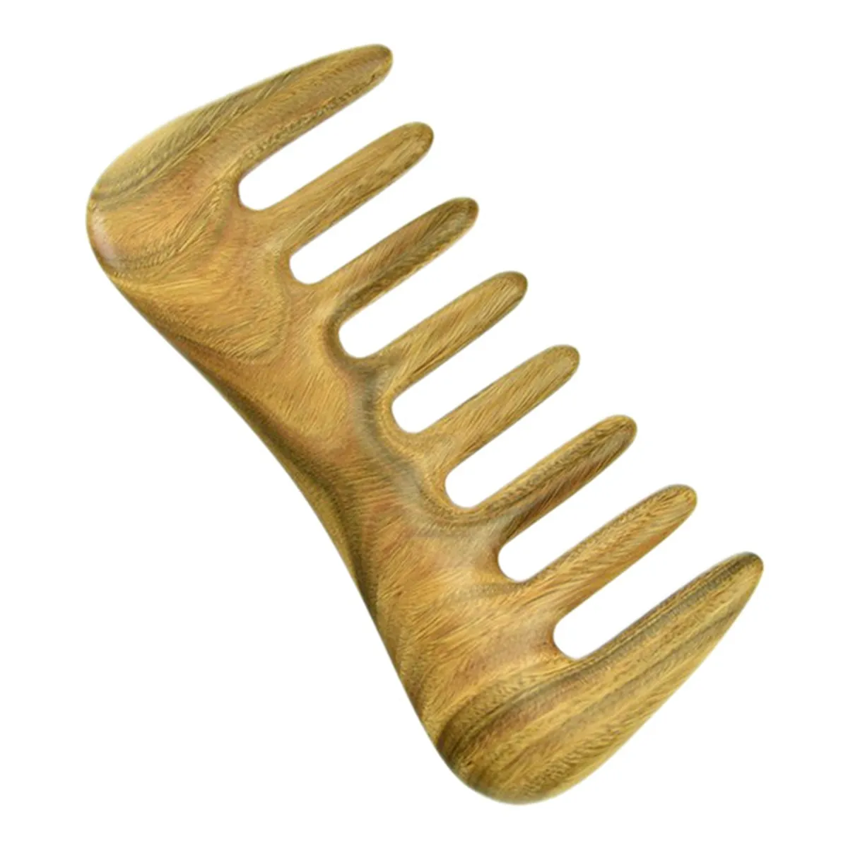 1Pcs Green Wide Tooth Hair Comb - Natural Wood No Static
