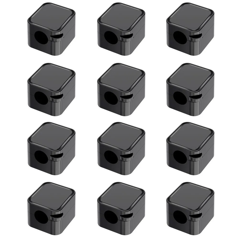 Magnetic Cable Clips, Self Adhesive Cord Holders for Desk - 12 Piece - Black