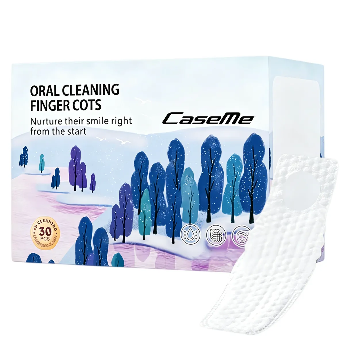 Caseme 30Count Baby Tongue Cleaner&Oral Teeth Finger Toothbrush for Newborn