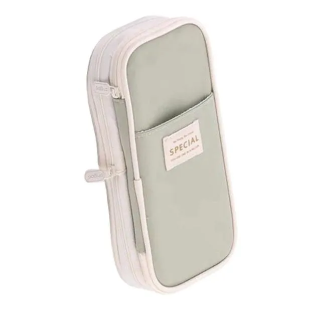 Compartment school Bright green zipper pencil case