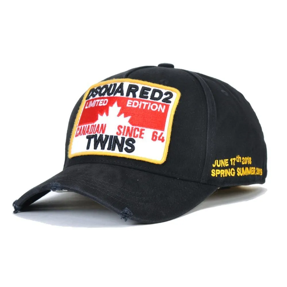 DSQ2 Classic Canadian flag Men's Baseball Cap Embroidered Hat Trucker Cap - Black