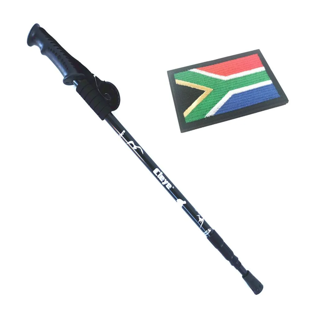 Hiking Stick Trekking Pole Ultra Light Aluminium Extendable + SA Patch - Black