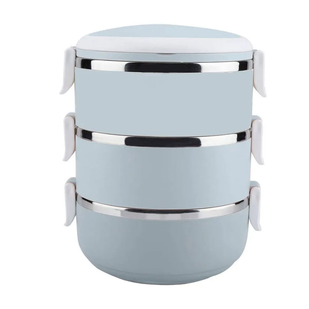 3 Tier Insulated Thermal Lunch Box Containers – Cooler Box - 2100ML - Powder Blue