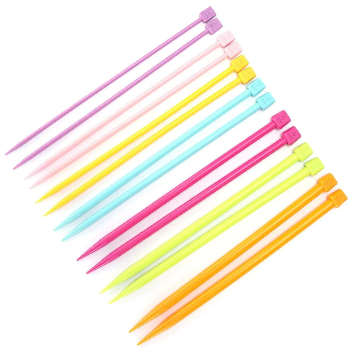 Plastic Knitting Needles 14 Pcs Multicolour