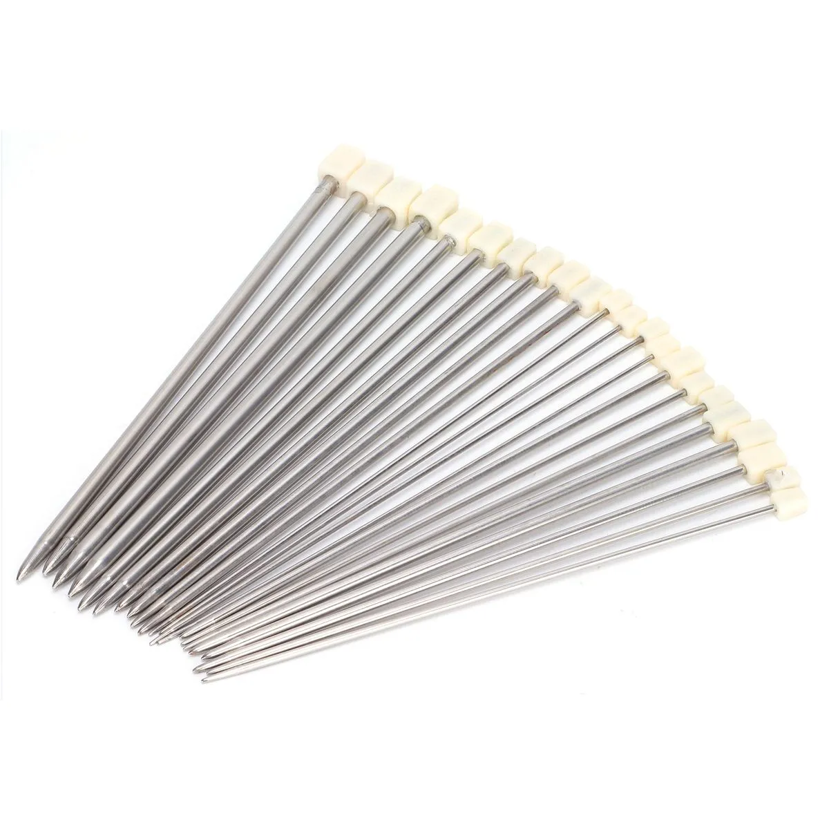 Knitting Needles 22-Pack Stainless Steel Straight Pointed