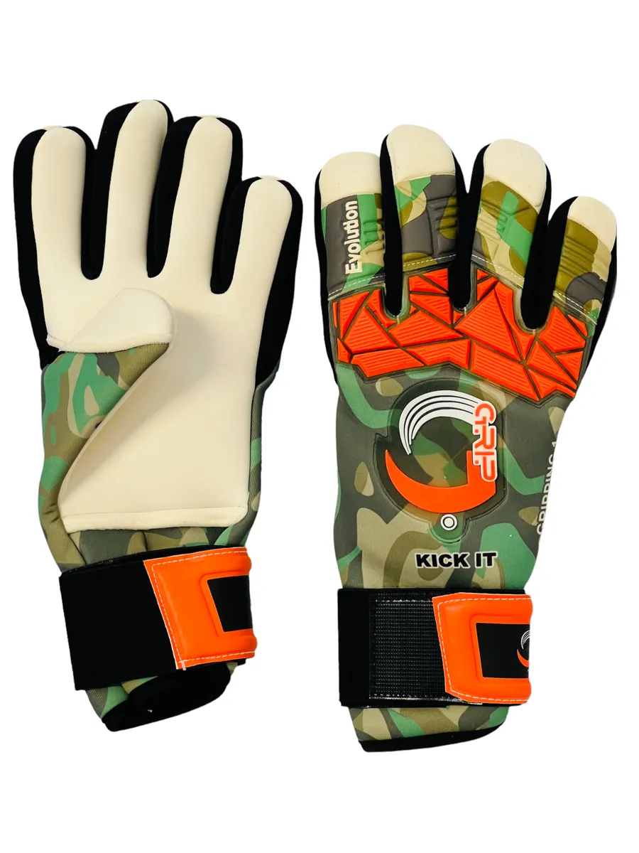 Grip Evolution Goalkeeper Gloves (Pro Quality) - Green / Orange - M
