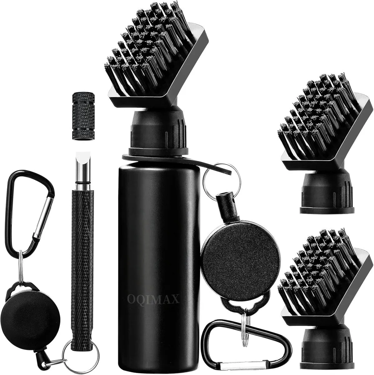 OQIMAX Golf Club Brush Cleaner,Golf Groove Sharpener Tool,3 Brush Heads