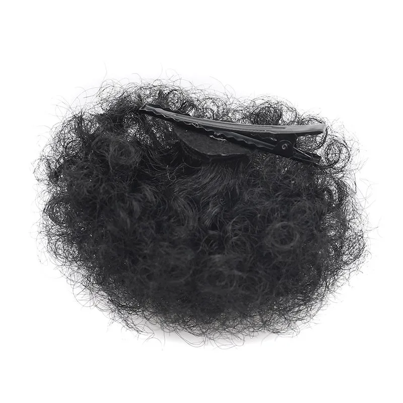 Afro Puffs Clip On Synthetic Ponytail Extension Black Afro Puff Hair Bun