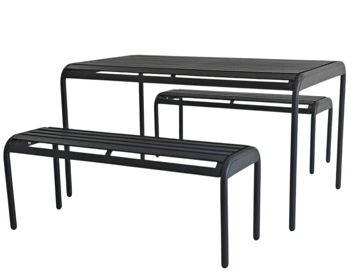 George & Mason Ella Patio Steel Bench - Charcoal