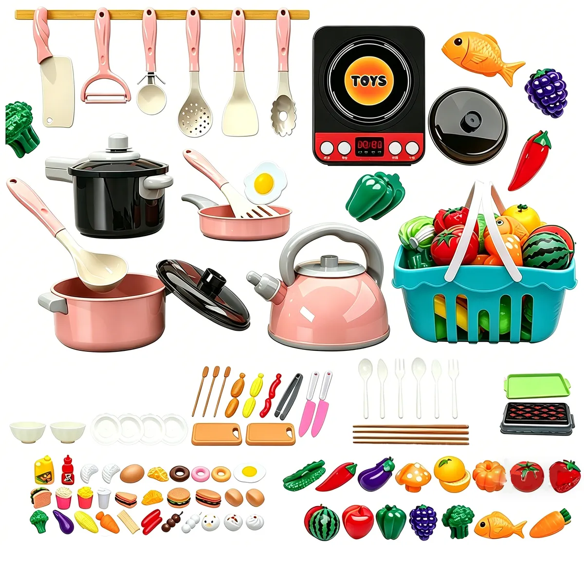 94 Pieces Safety Kid Mini Kitchen Cooking Toy Set