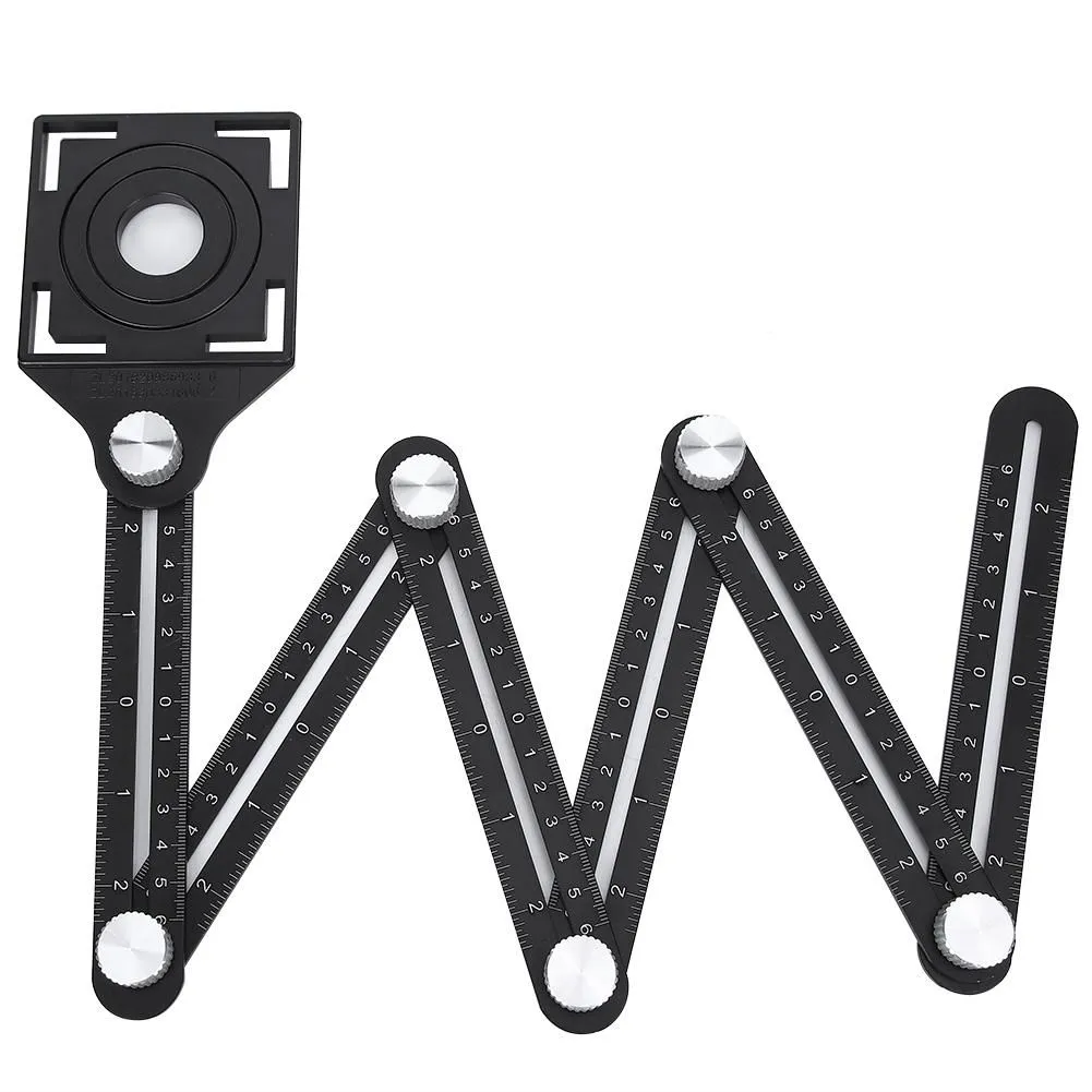 Multi-Angle Ceramic Tile Hole Locator - 6-Fold Aluminum Ruler