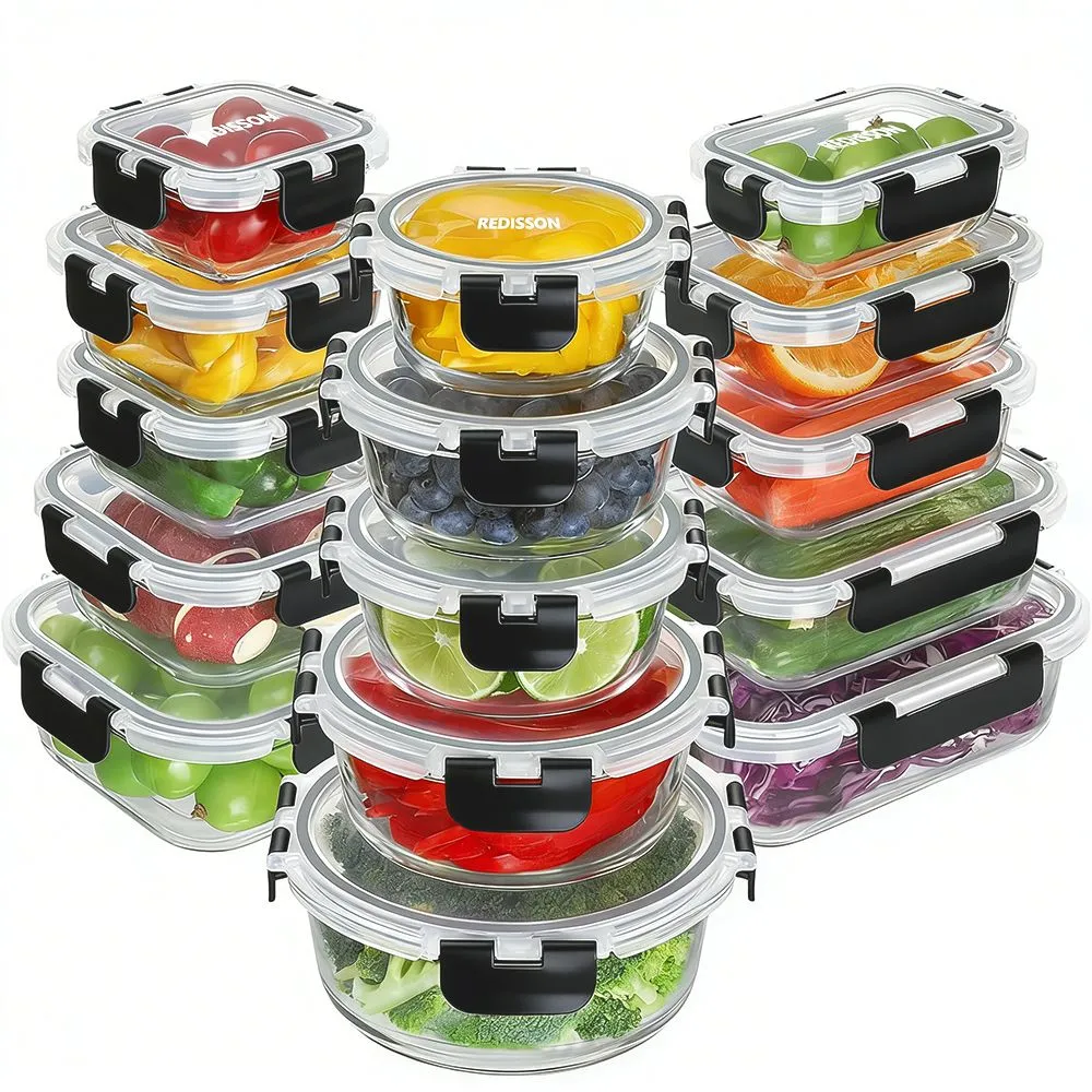15 Piece Glass Food Storage Containers with Lids - Reusable, Heated, Frozen