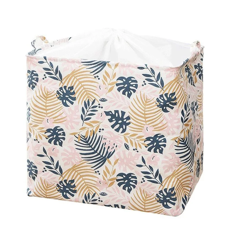 Large Capacity Foldable Drawstring Laundry And Household Storage Basket - Banana Leaf